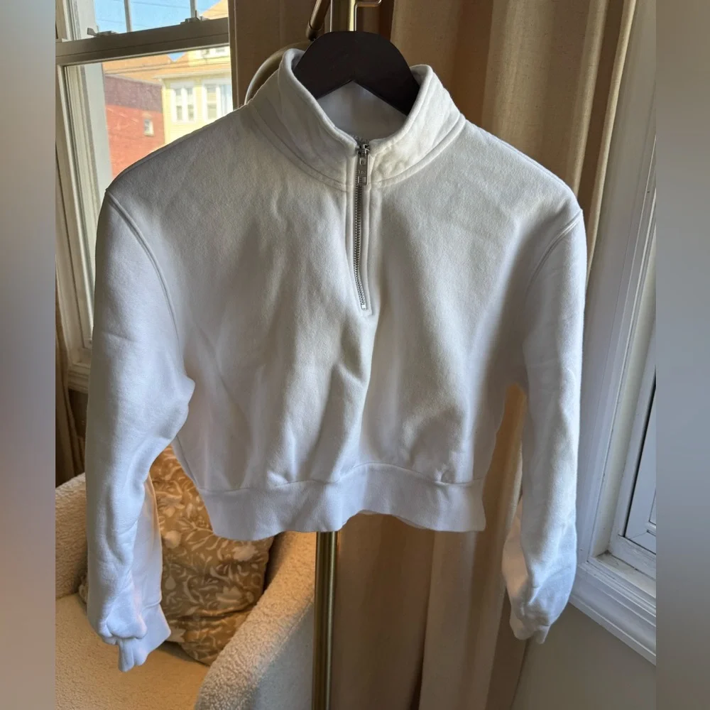TnA White Half-Zip Sweatshirt | Small - Picture 2 of 6